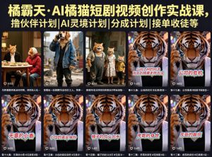 橘霸天·AI橘猫短剧视频创作实战课,撸伙伴计划|AI灵境计划|分成计划|接单收徒等-网创项目