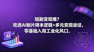 短剧变现难?吃透AI制片降本逻辑+多元变现途径,零基础入局工业化风口-网创项目