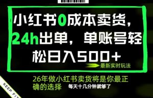 小红书0成本AI卖货，24小时出单，全流程托管，保底日入500+，每天十几分钟就够了【揭秘】-网创项目