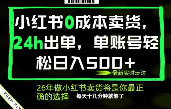 小红书0成本AI卖货，24小时出单，全流程托管，保底日入500+，每天十几分钟就够了【揭秘】-网创项目