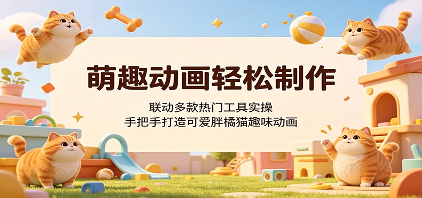 萌趣动画轻松制作，联动多款热门工具实操，手把手打造可爱胖橘猫趣味动画-网创项目