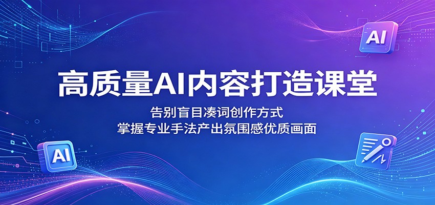 高质量AI内容打造课堂：告别盲目凑词创作方式，掌握专业手法产出氛围感优质画面-网创项目
