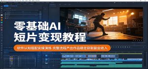零基础AI短片变现教程：软件认知搭配实操演练，完整流程产出作品稳定获取副业收入-网创项目