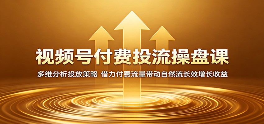 视频号付费投流操盘课：多维分析投放策略，借力付费流量带动自然流长效增长收益-网创项目