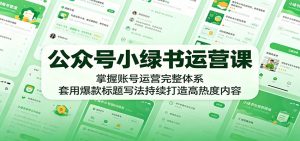 公众号小绿书运营课：掌握账号运营完整体系，套用爆款标题写法持续打造高热度内容-网创项目