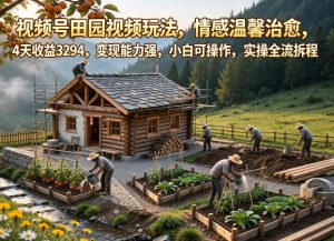 视频号田园视频玩法，情感温馨治愈，4天收益3294，变现能力强，小白可操作，实操全流程拆解-网创项目
