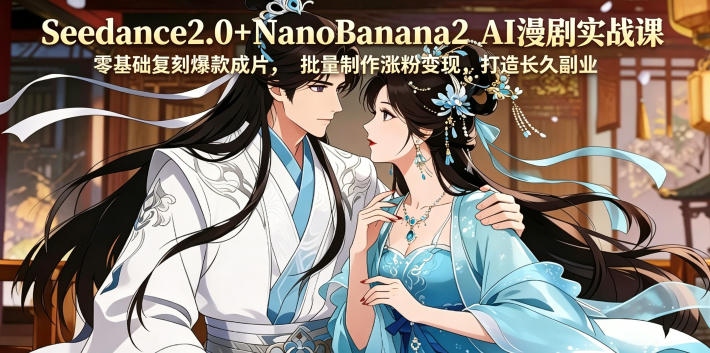 Seedance2.0+NanoBanana2 AI漫剧实战课，零基础复刻爆款成片涨粉变现，打造长久副业收益-网创项目