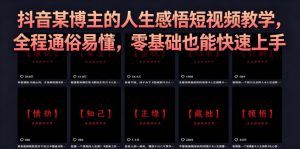 抖音某博主的灰太狼人生感悟短视频教学，全程通俗易懂，零基础也能快速上手-网创项目