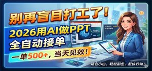 别再盲目打工了！2026用AI做PPT全自动接单，一单5张+，当天见效！-网创项目