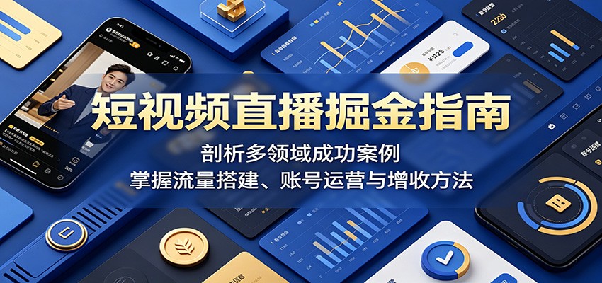 短视频直播掘金指南：剖析多领域成功案例，掌握流量搭建、账号运营与增收方法-网创项目