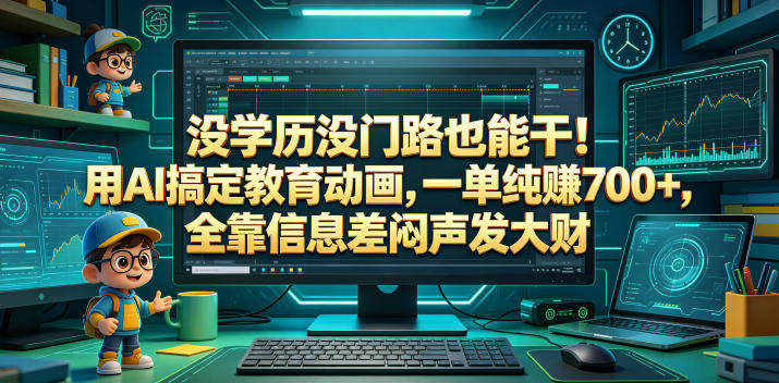 没学历没门路也能干！用AI搞定教育动画，一单纯賺700+，全靠信息差闷声发大财【揭秘】-网创项目