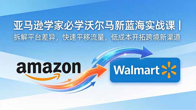 亚马逊卖家必学沃尔玛新蓝海实战课｜拆解平台差异，快速平移流量，低成本开拓跨境新渠道-网创项目