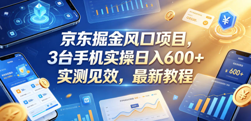 京东掘金风口项目，3台手机实操日入600+，实测见效，最新教程【揭秘】-网创项目