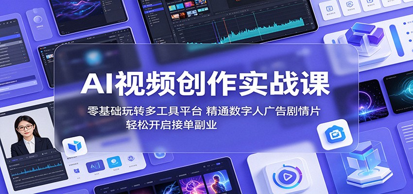 AI视频创作实战课：零基础玩转多工具平台，精通数字人广告、剧情片，轻松开启接单副业-网创项目