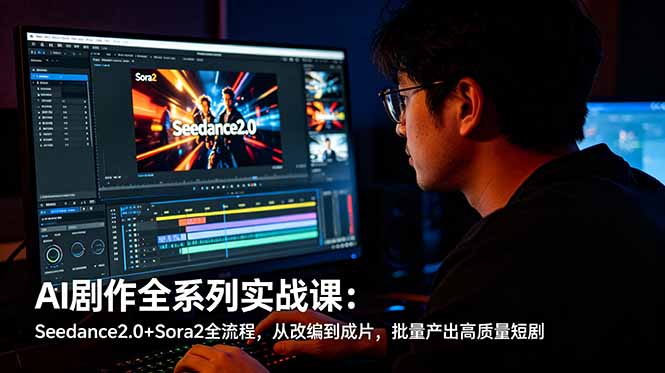 AI剧作全系列实战课：Seedance2.0+Sora2全流程，从改编到成片，批量产出高质量短剧-网创项目