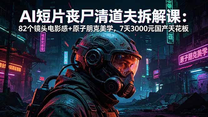 AI短片《丧尸清道夫》拆解课：82个镜头电影感+原子朋克美学，7天3000元国产天花板-网创项目