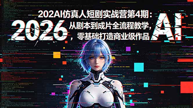 2026AI仿真人短剧实战营第4期：从剧本到成片全流程教学，零基础打造商业级作品-网创项目