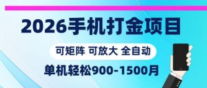 2026手机打金项目，小白轻松上手，单机900-1500月，可矩阵可放大【揭秘】-网创项目