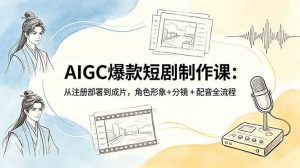 AIGC爆款短剧制作课：从注册部署到成片，角色形象+分镜+配音全流程-网创项目
