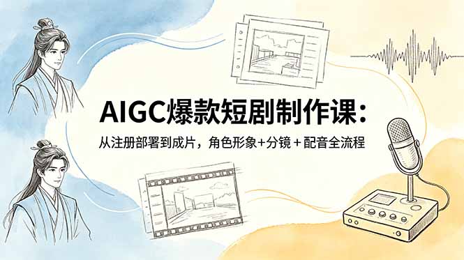AIGC爆款短剧制作课：从注册部署到成片，角色形象+分镜+配音全流程-网创项目