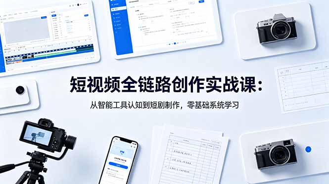 短视频全链路创作实战课：从智能工具认知到短剧制作，零基础系统学习-网创项目