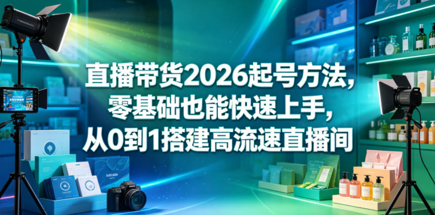 直播带货2026起号方法，零基础也能快速上手，从0到1搭建高流速直播间-网创项目
