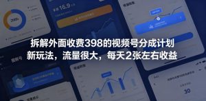拆解外面收费398的视频号分成计划新玩法，流量很大，每天2张左右收益-网创项目