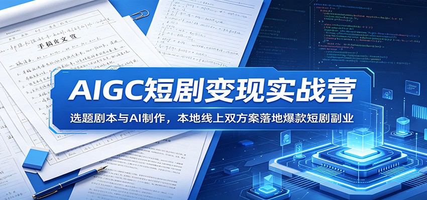 AIGC短剧变现实战营：选题剧本与AI制作，本地线上双方案落地爆款短剧副业-网创项目