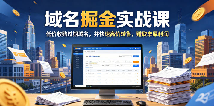 域名交易掘金实战课，低价收购过期域名，并快速高价转售，賺取丰厚利润【原创双语字幕】-网创项目