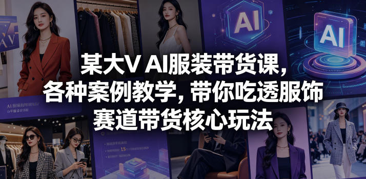 某大V AI服装带货课，各种案例教学，带你吃透服饰赛道带货核心玩法-网创项目