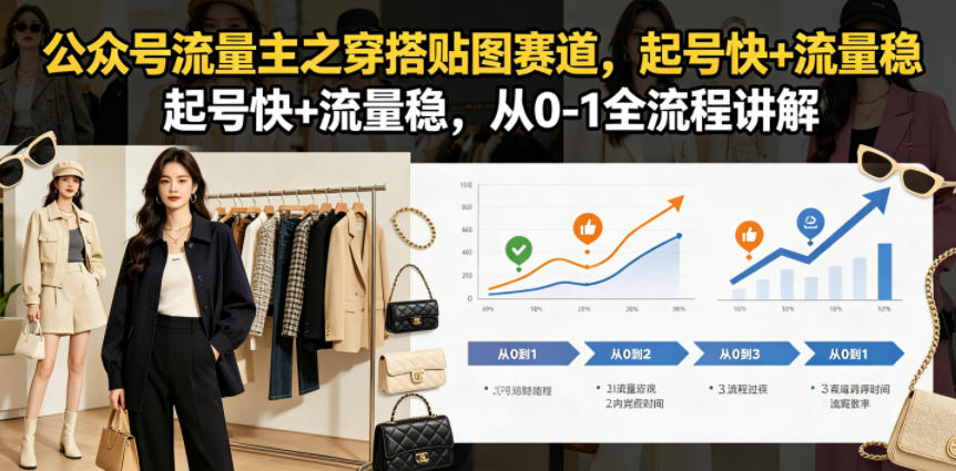 公众号流量主之穿搭贴图赛道，起号快+流量稳，从0-1全流程讲解-网创项目