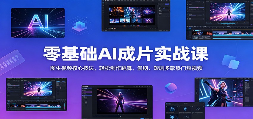零基础AI成片实战课：图生视频核心技法，轻松制作跳舞、漫剧、短剧多款热门短视频-网创项目