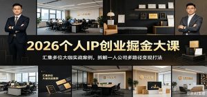 2026个人IP创业掘金大课：汇集多位大咖实战案例，拆解一人公司多路径变现打法-网创项目