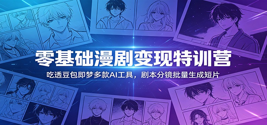 零基础漫剧变现特训营：玩转豆包即梦多款AI工具，剧本分镜批量生成短片-网创项目
