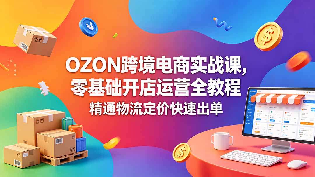 OZON 跨境电商实战课，零基础开店运营全教程，精通物流定价快速出单-网创项目