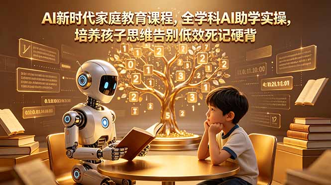 AI新时代家庭教育课程，全学科AI助学实操，培养孩子思维告别低效死记硬背-网创项目
