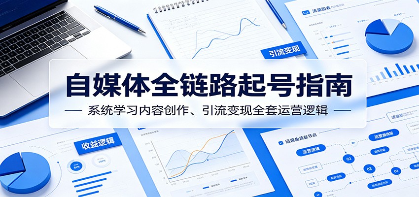 自媒体全链路起号指南：系统学习内容创作、引流变现全套运营逻辑-网创项目