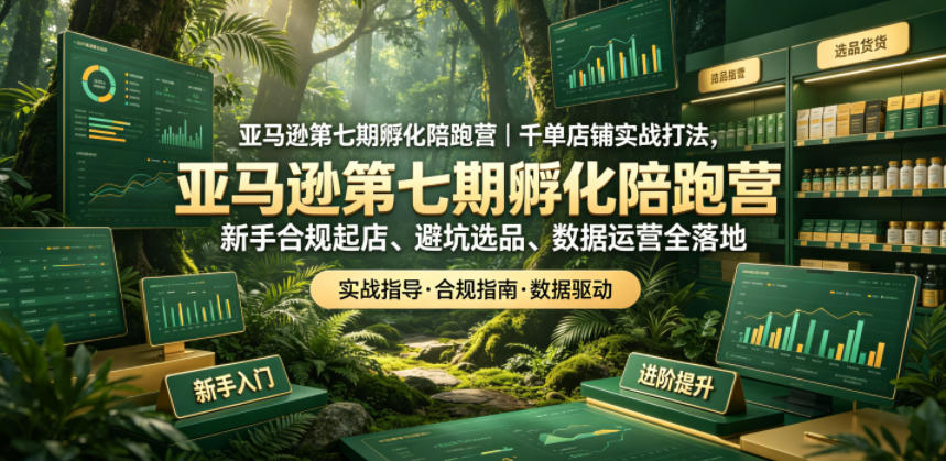 亚马逊第七期孵化陪跑营｜千单店铺实战打法，新手合规起店、避坑选品、数据运营全落地-网创项目