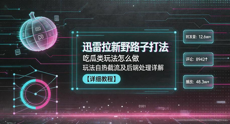 迅雷拉新野路子打法，吃瓜类玩法怎么做，玩法自热截流及后端处理详解-网创项目
