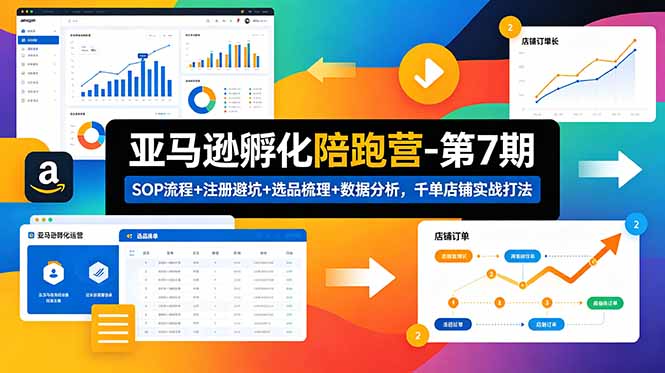 亚马逊孵化陪跑营-第7期：SOP流程+注册避坑+选品梳理+数据分析，千单店铺实战打法-网创项目