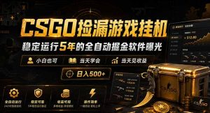 CSGO捡漏游戏挂机，稳定运行5年的全自动掘金软件曝光，小白也可当天学会，当天见收益，日入500+-网创项目