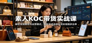 素人KOC带货实战课：解析变现路径与运营模式，从起号选品到投流实现稳步出单-网创项目