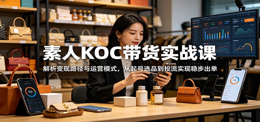 素人KOC带货实战课：解析变现路径与运营模式，从起号选品到投流实现稳步出单-网创项目