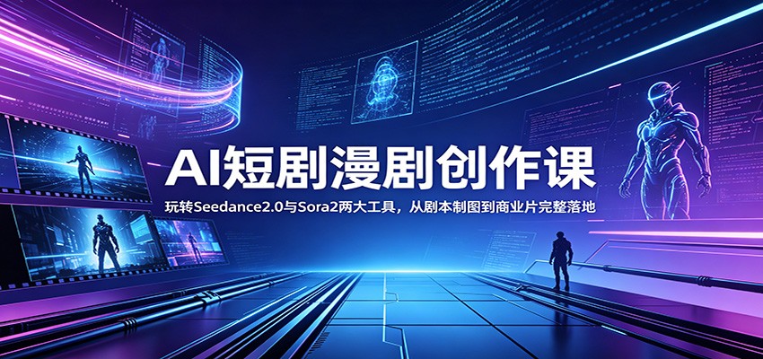 AI短剧漫剧创作课：玩转Seedance2.0与 Sora2两大工具，从剧本制图到商业片完整落地-网创项目