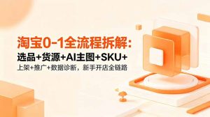 淘宝0-1全流程拆解：选品+货源+AI主图+SKU+上架+推广+数据诊断，新手开店全链路-网创项目