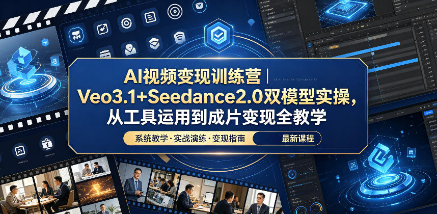AI视频变现训练营｜Veo3.1+Seedance2.0双模型实操，从工具运用到成片变现全教学-网创项目