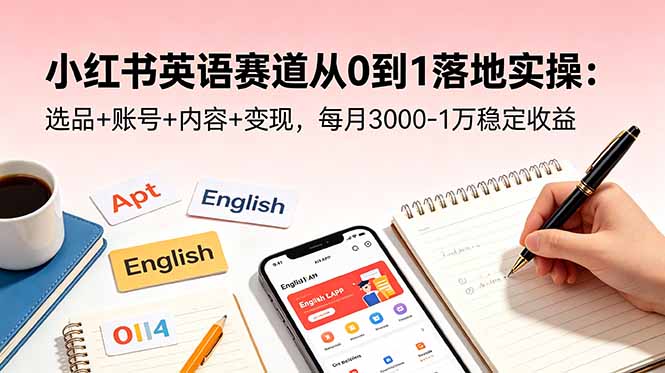 小红书英语赛道从0到1落地实操：选品+账号+内容+变现，每月3000-1万稳定收益-网创项目