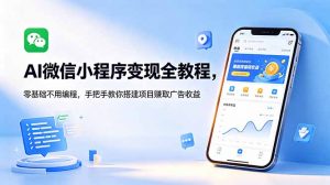 AI微信小程序变现全教程，零基础不用编程，手把手教你搭建项目赚取广告收益-网创项目