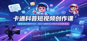 卡通科普短视频创作课：掌握动画风格制作技巧，轻松打造趣味知识类账号实现涨粉变现-网创项目