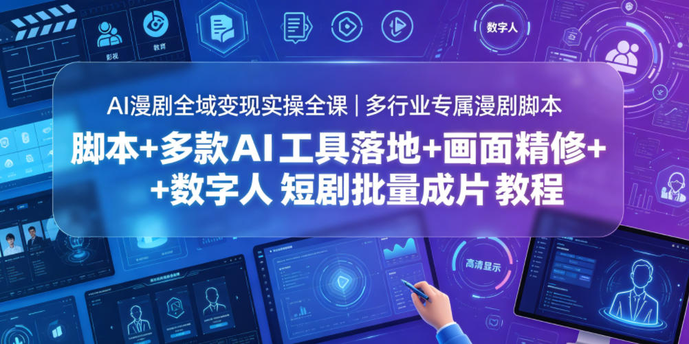 AI漫剧全域变现实操全课｜多行业专属漫剧脚本+多款AI工具落地+画面精修+数字人短剧批量成片全教程-网创项目